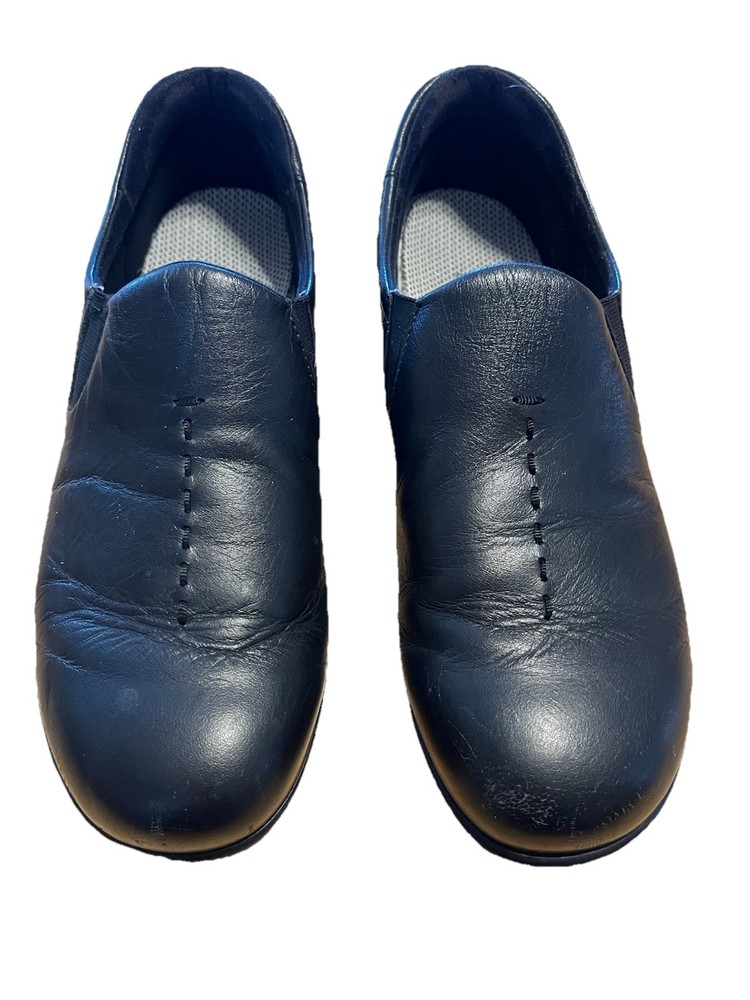 SAS Black Leather Slip-On Comfort Flat Shoes Women's 7