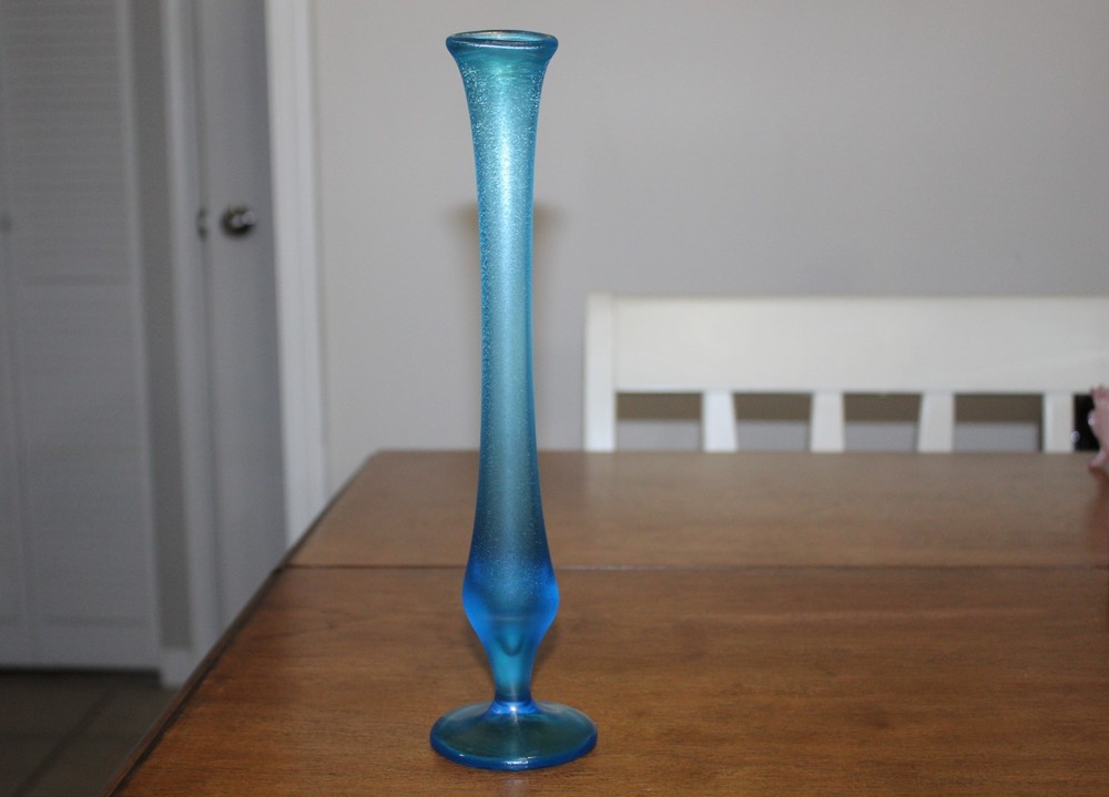 Vintage Fenton Frosted Celeste Blue Swung Stretch Glass 11