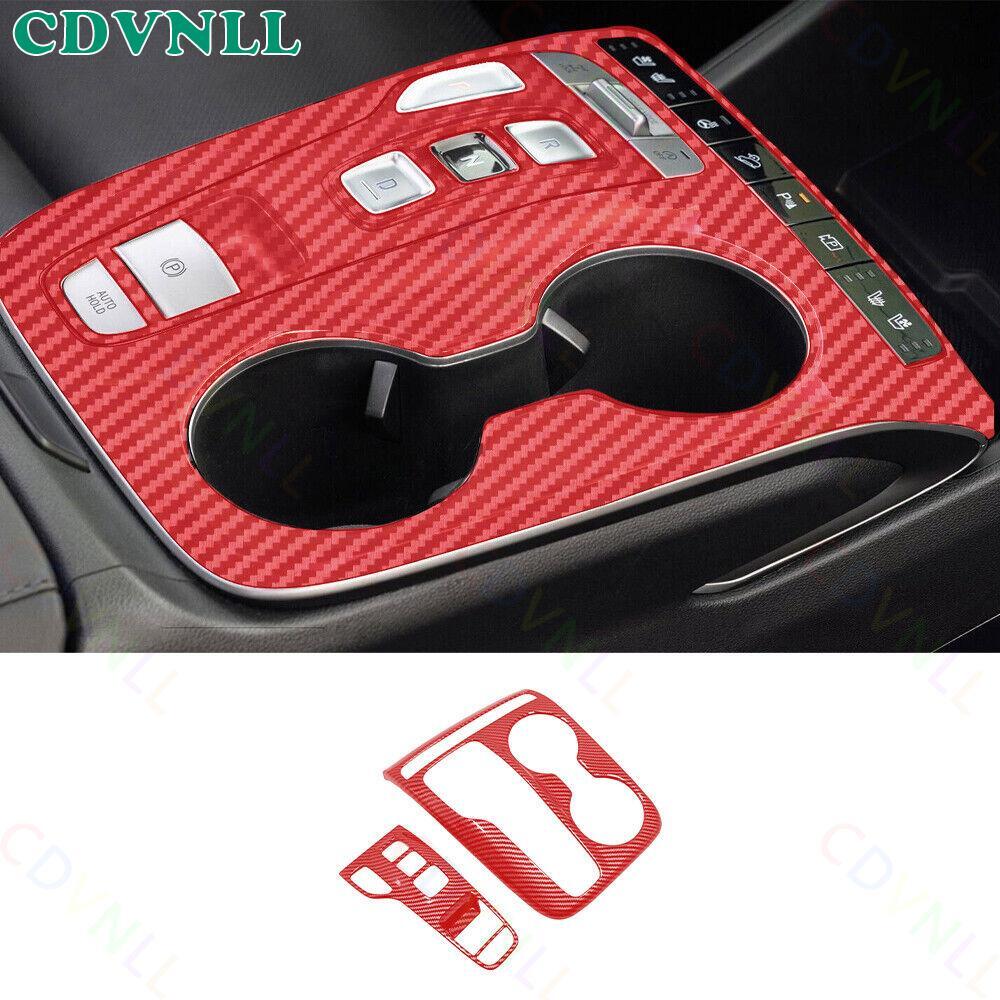 Central Console Gear Shift Frame Panel For Hyundai Tucson 22-23 Red Carbon Fiber