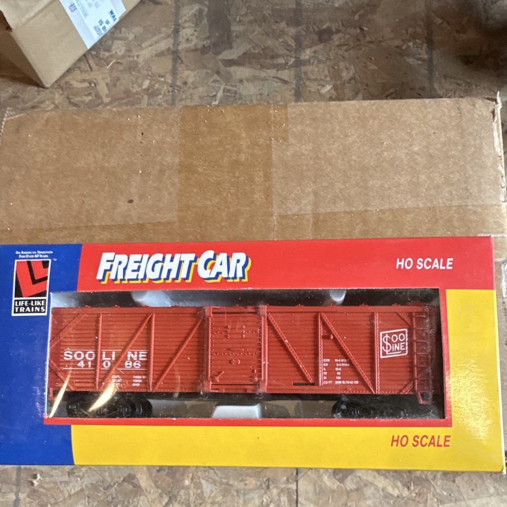 Vintage Life-Like Trains Soo Line HO Box Car Red Analog #41086 MPN 8579 NIB