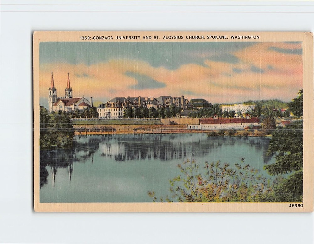 Postcard Gonzaga University and St. Aloysius Church Spokane Washington USA