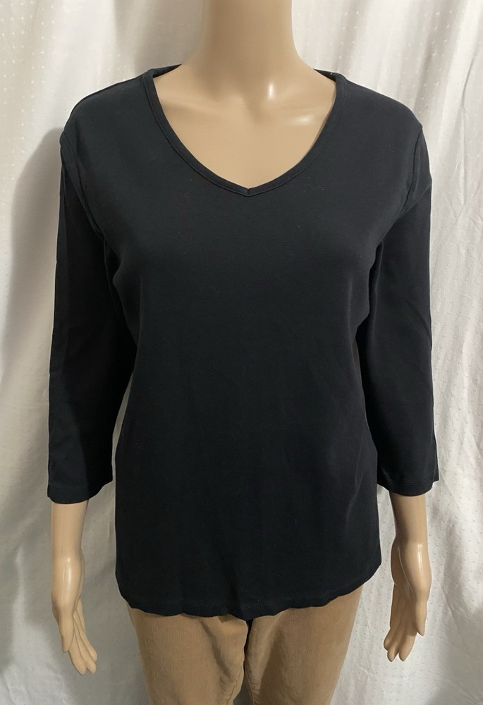 Black Croft & Barrow 3/4 Sleeve Shirt Size Large