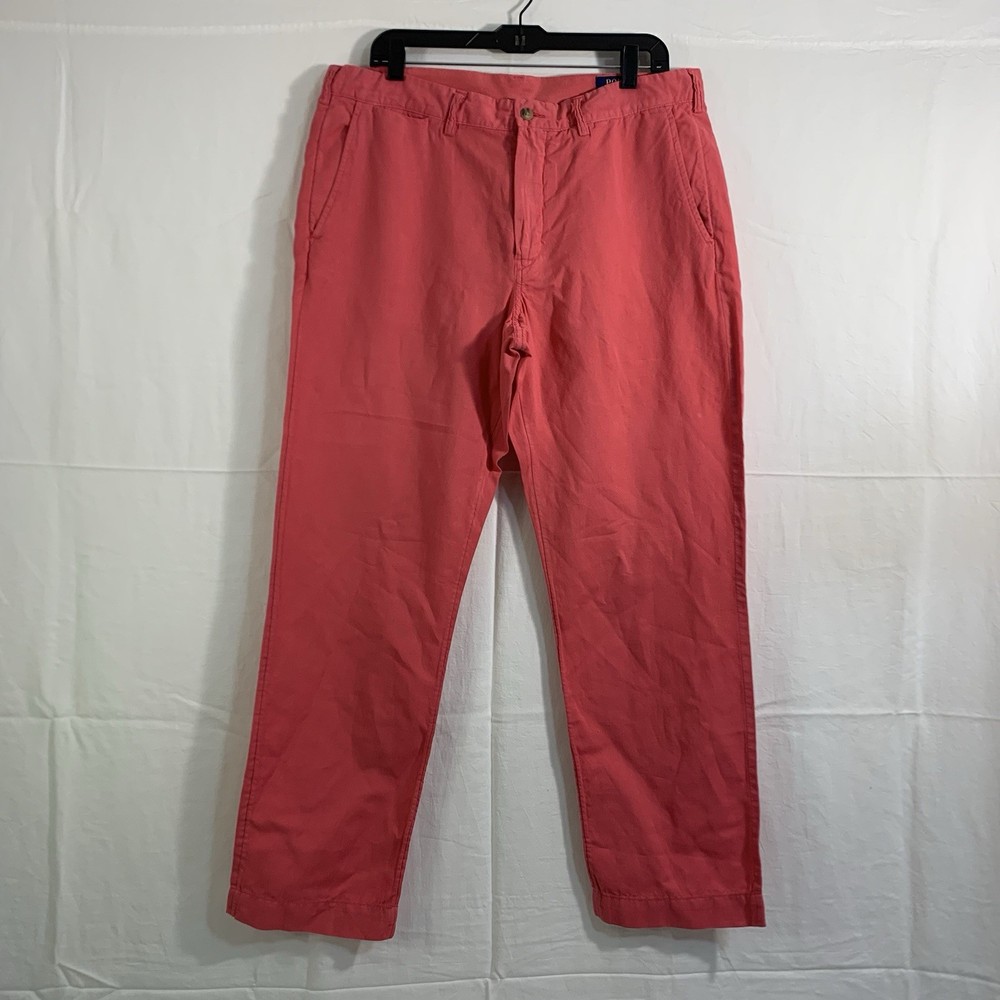 Polo Ralph Lauren Men’s Pink Dress Pants Linen Blend 36/30 Business Slacks EUC