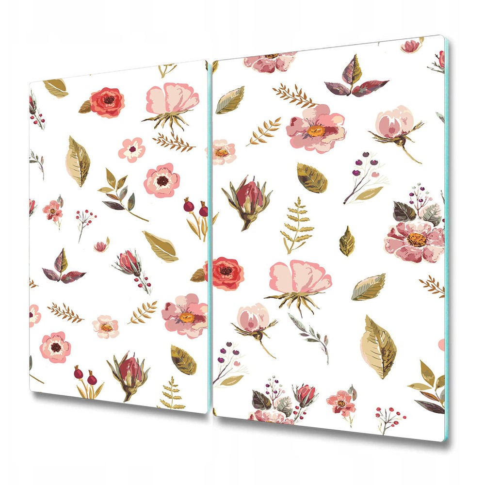 Tempered Glass Chopping Cutting Board Field Flowers Floral Watercolour 2x30x52