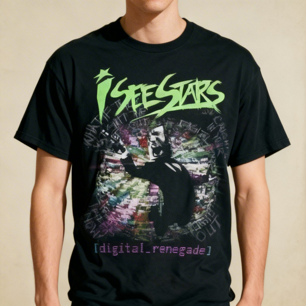 Vtg I SEE STARS Band digital renegade Cotton Black All Size Unisex Shirt NWT!