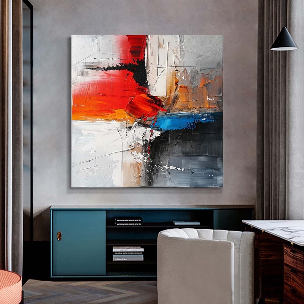 Large Hand-painted Red Abstract Oil Paintings On Canvas Wall Art Home Decor