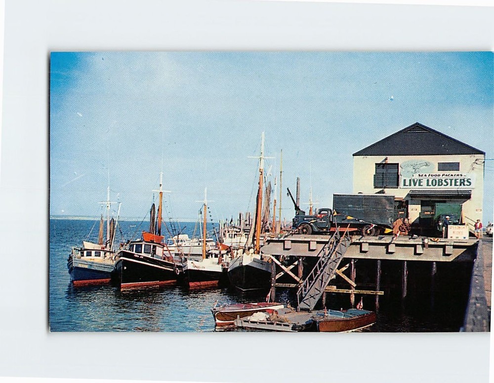 Postcard Fishing Boats at Province Town Wharf Cape Cod Massachusetts USA