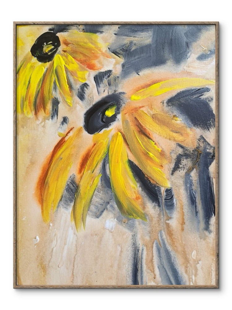 Abstract Flowers Impressionistic Original Wall Art 14X11 Canvas Acrylic