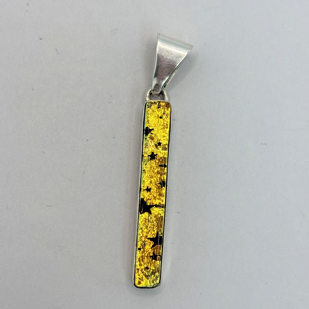 Stunning Vintage .925 Sterling Silver Necklace Pendant with Yellow Stone