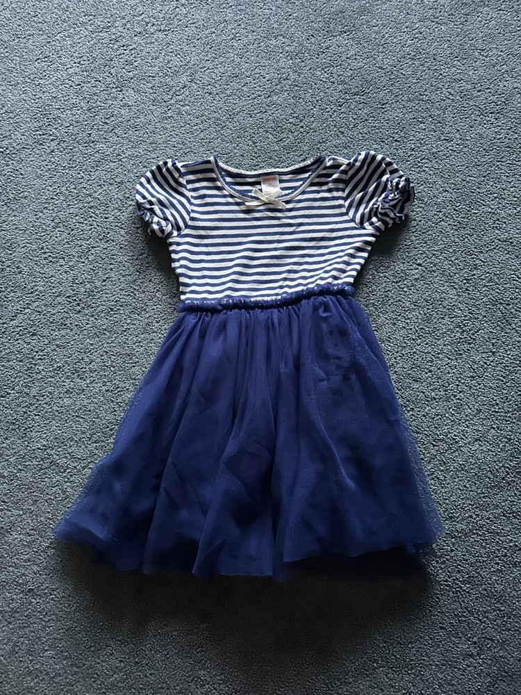 Gymboree Toddler Girl's Blue & White Striped Short Sleeve Dress Size 5T