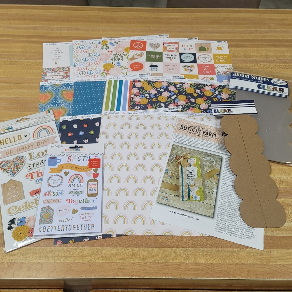 Button Farm 12 x 12 Jen Hadfield Reaching Out Scrapbook Kit / Album / Stickers