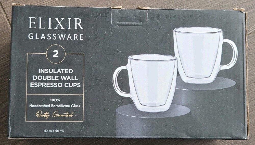 Double Wall Espresso Shot Glass 5.4 oz Set of 2 Glass Coffee Mugs - Double Wall