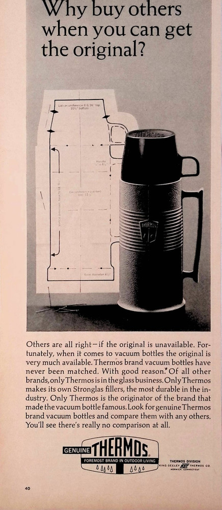 1966 Thermos Brand Vacuum Bottle Why Buy Others Vintage Print Ad LIFE March 4