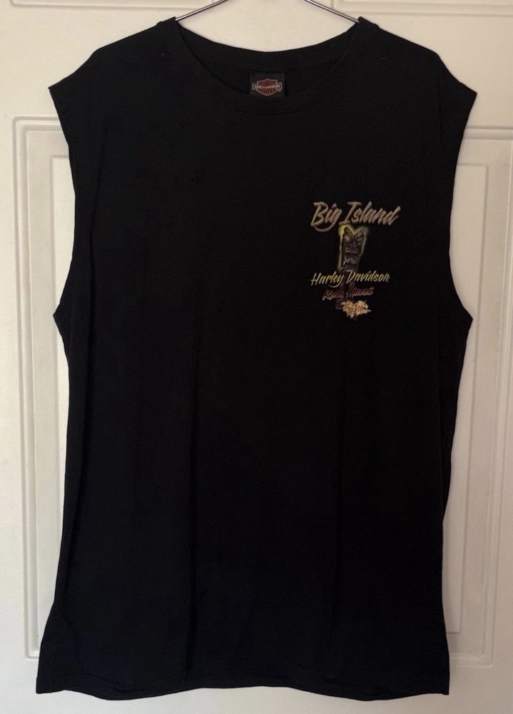 Vintage Harley Davidson Big Island Hawaii Tiki Girl T-Shirt Men’s XL