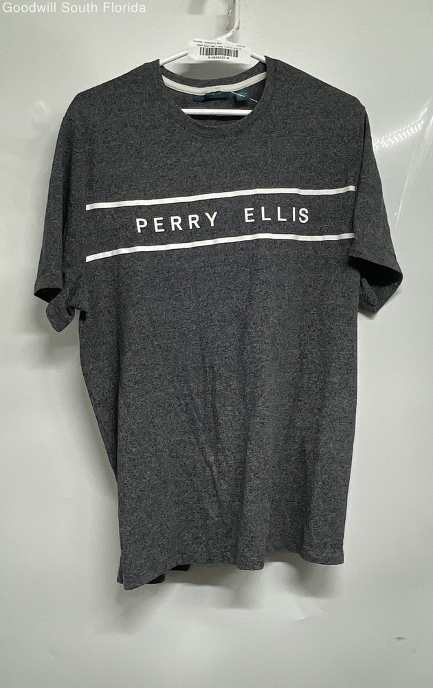 Perry Ellis Mens Gray Short Sleeve Crew Neck Pullover T-Shirt Size XL