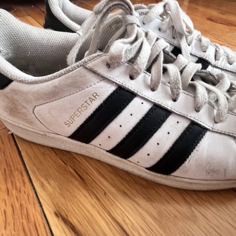 Adidas Superstar Fashion Women’s Size 9 C77153 Sneakers White With Black Stripes