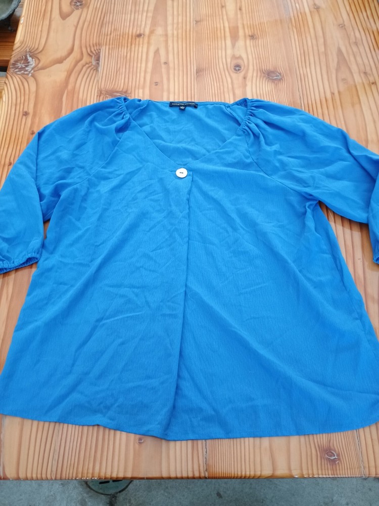 Womens Adrienne Vittadini blue 3/4 sleeve blouse sz L