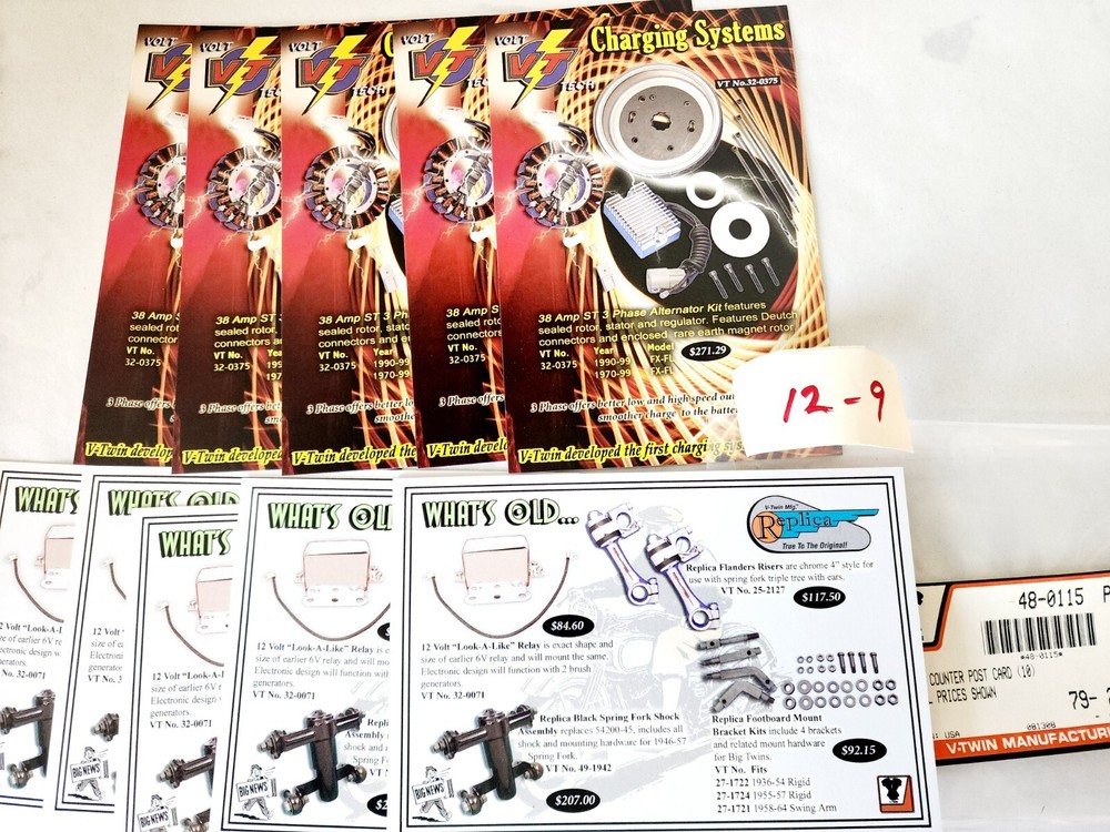 10 V-Twin Motorcycle Dealer Counter Postcards VT Volt Charging 48-0115