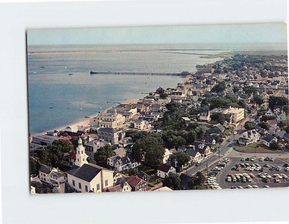 Postcard Aerial View Provincetown from Top of Pilgrim Monument Cape Cod MA