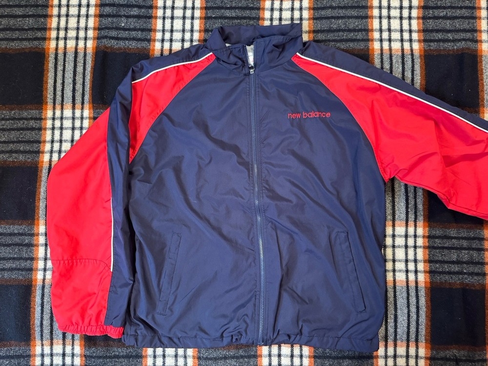 Vintage New Balance Windbreaker Full Zip Jacket Navy Red Large 90s