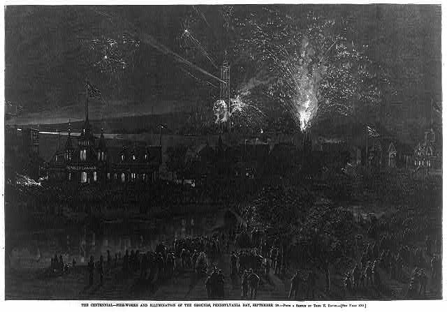 Photo:Philadelphia PA 1876 Centennial Fireworks Centennial Exhibition