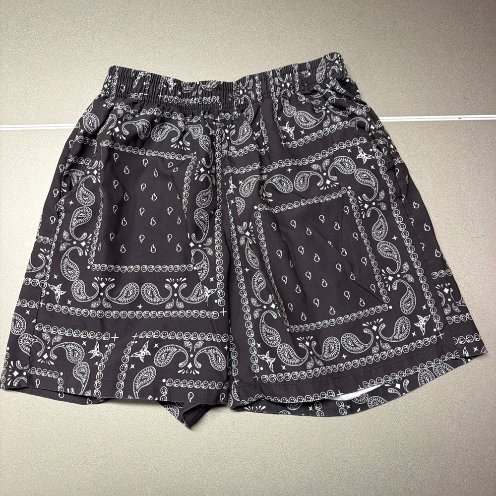 Vintage Causal Paisley Mens Small Drawstring Shorts with Pockets
