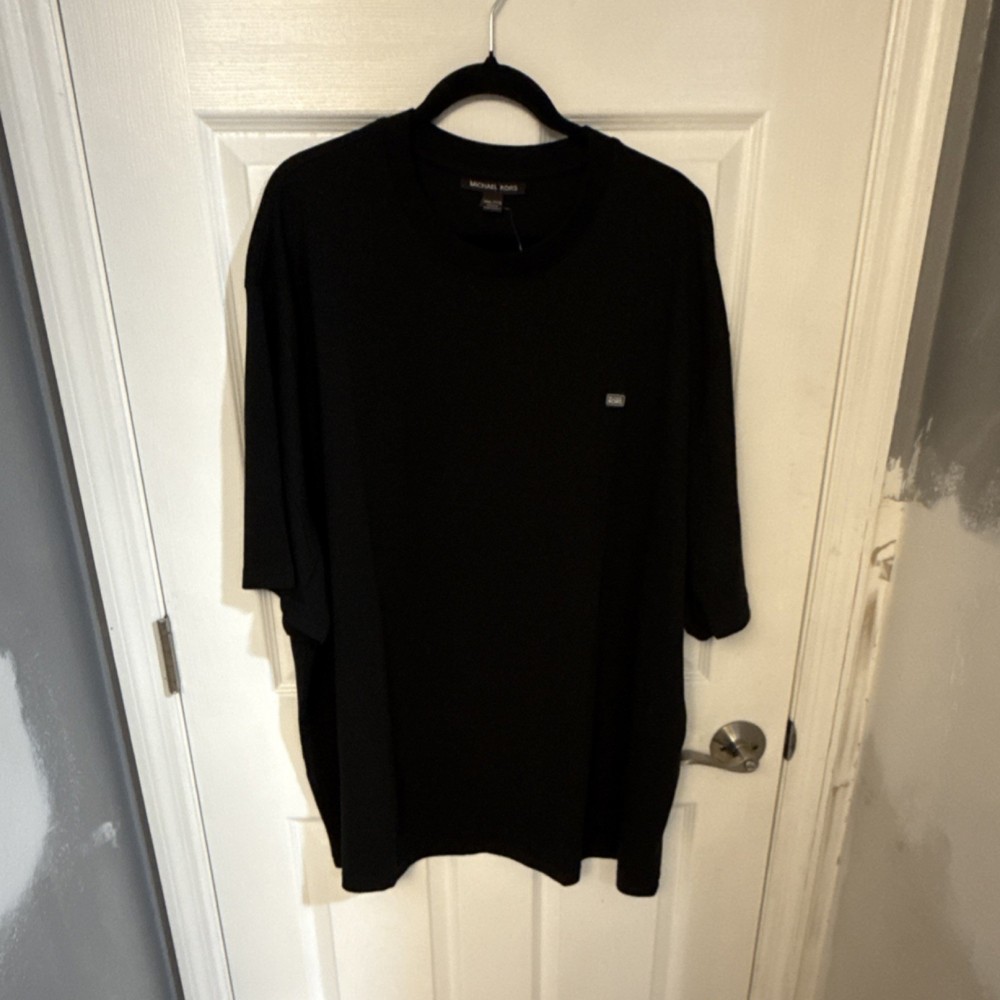Michael Kors Men's Black Solid Crew Neck Logo Short Sleeve Cotton Tee 3XL