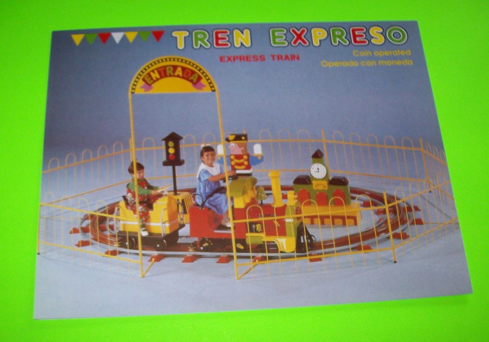 Tren Expreso Train Express Flyer Brochure Vintage Kiddie Train Ride Artwork