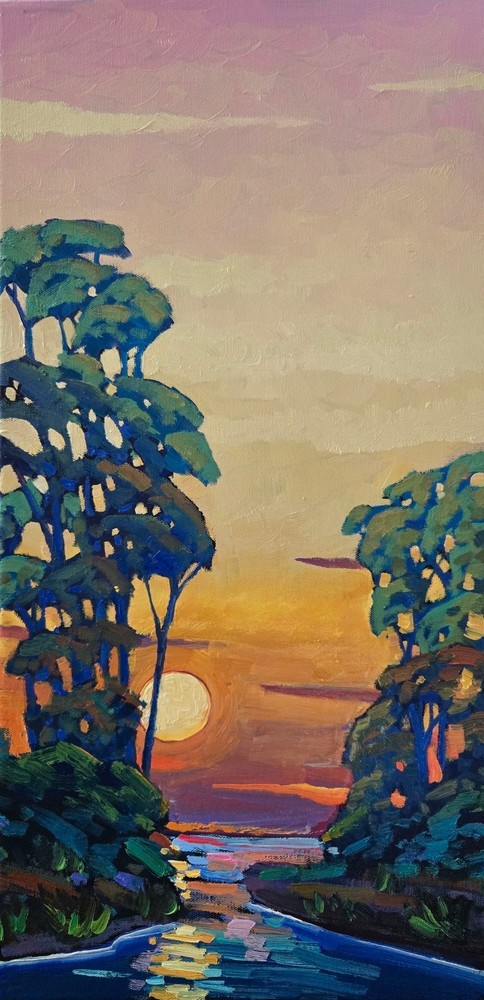 Original Modern Impressionist Landscape Large Painting Signed Canvas Hawkins Art