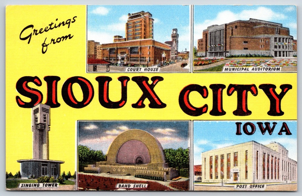 Postcard Greetings from Sioux City, Iowa Unposted