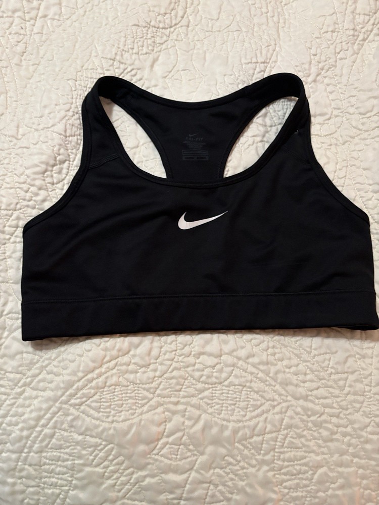 Nike Swoosh Women's Sports Bra, Medium Support, White/Black, Size M