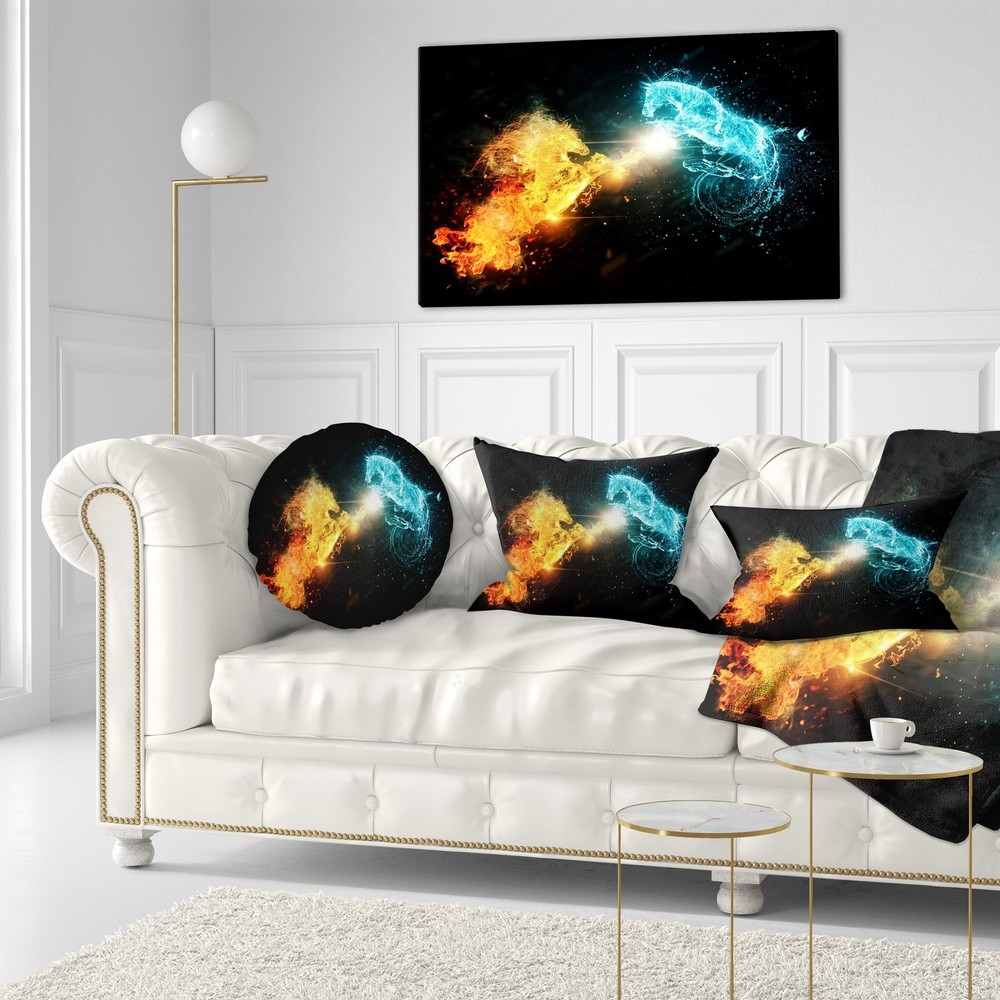 Designart 'Fire and Water Abstract Horses' Animal Throw