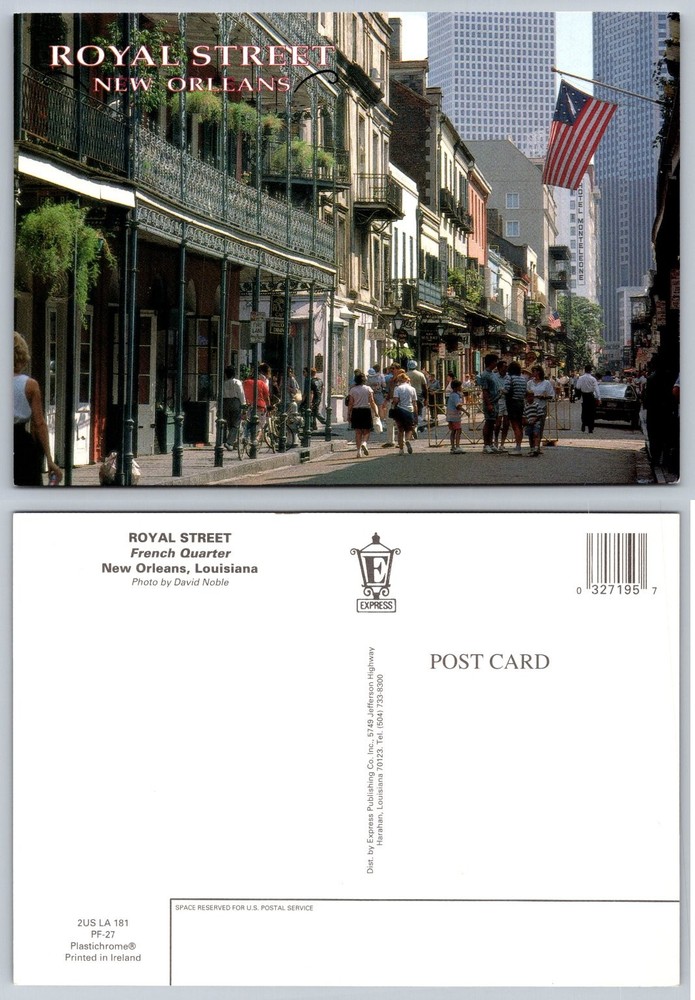 Royal Street New Orleans French Quarter Plastichrome Postcard David Noble Photo