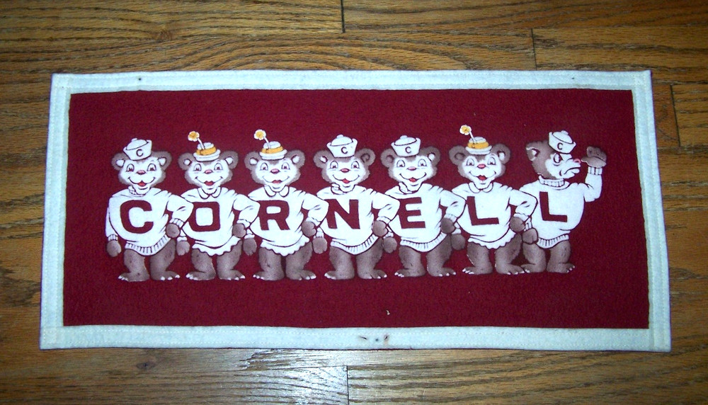 VINTAGE Cornell University Big Red Bear mascot banner / pennant 20 3/4