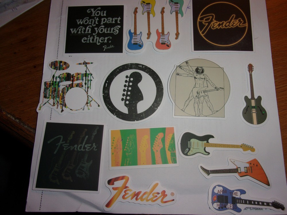 Lot of 13 mini Guitar Decals Stickers #1 Case Candy Strat Tele Pedal scrap book