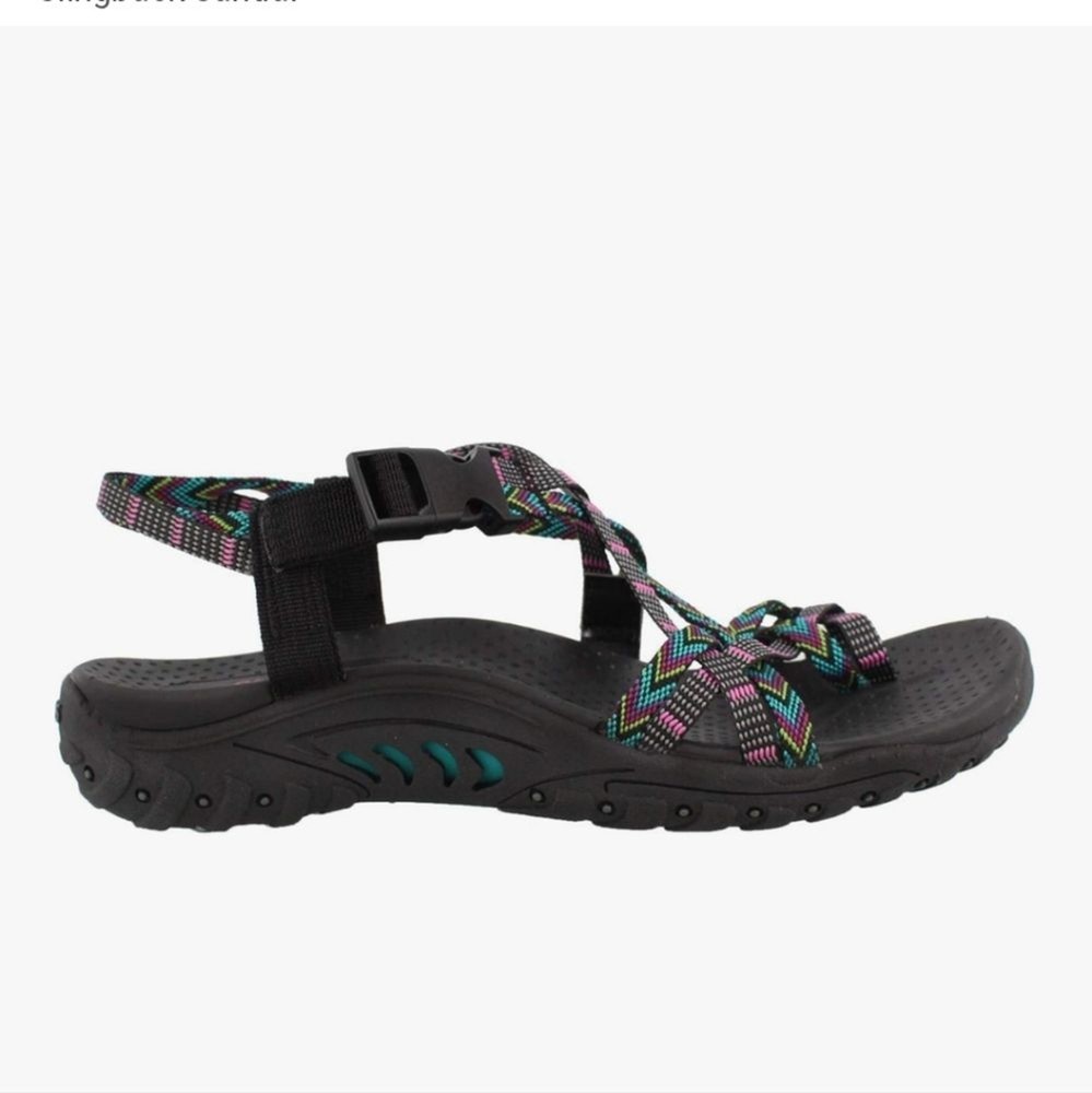 Skechers Reggae Islander Multi-Strap Toe Thong Ankle Wrap Sandal Size 8