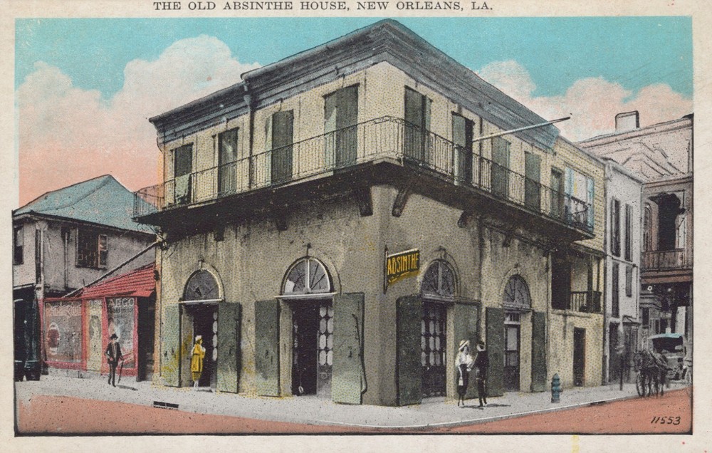 Old Absinthe House New Orleans Louisiana Bourbon White Border Vintage Post Card-image