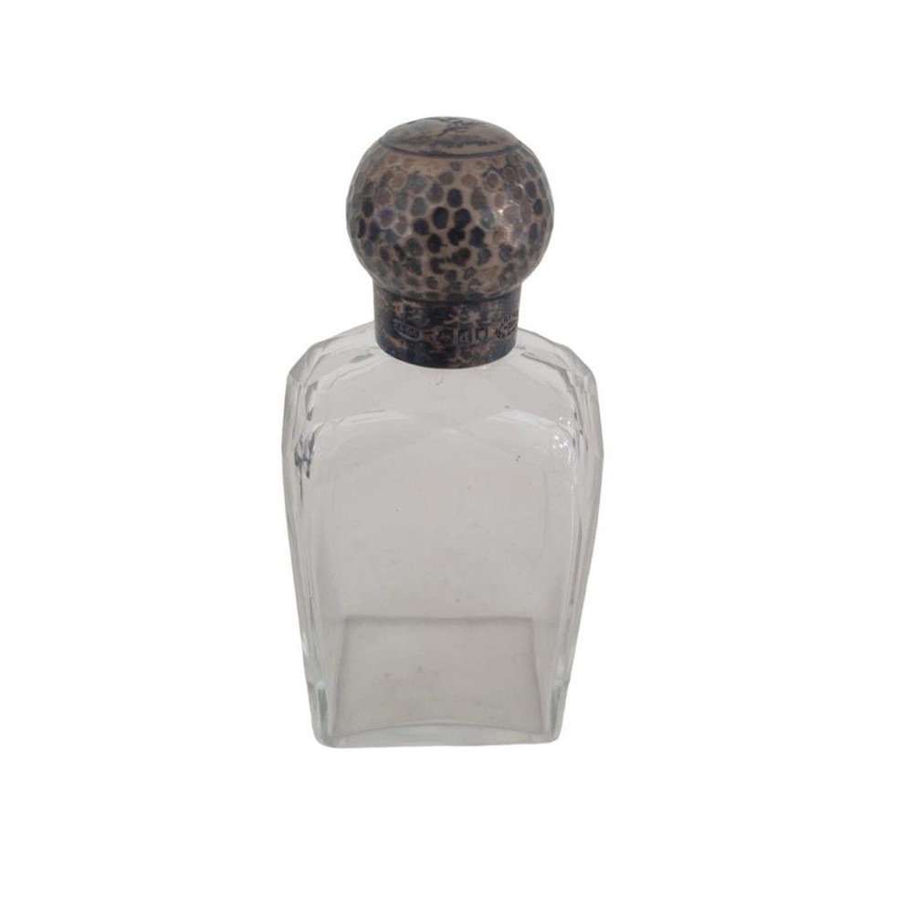 Antique Asprey Hallmarked Sterling Silver & Crystal Perfume Bottle Vanity Jar