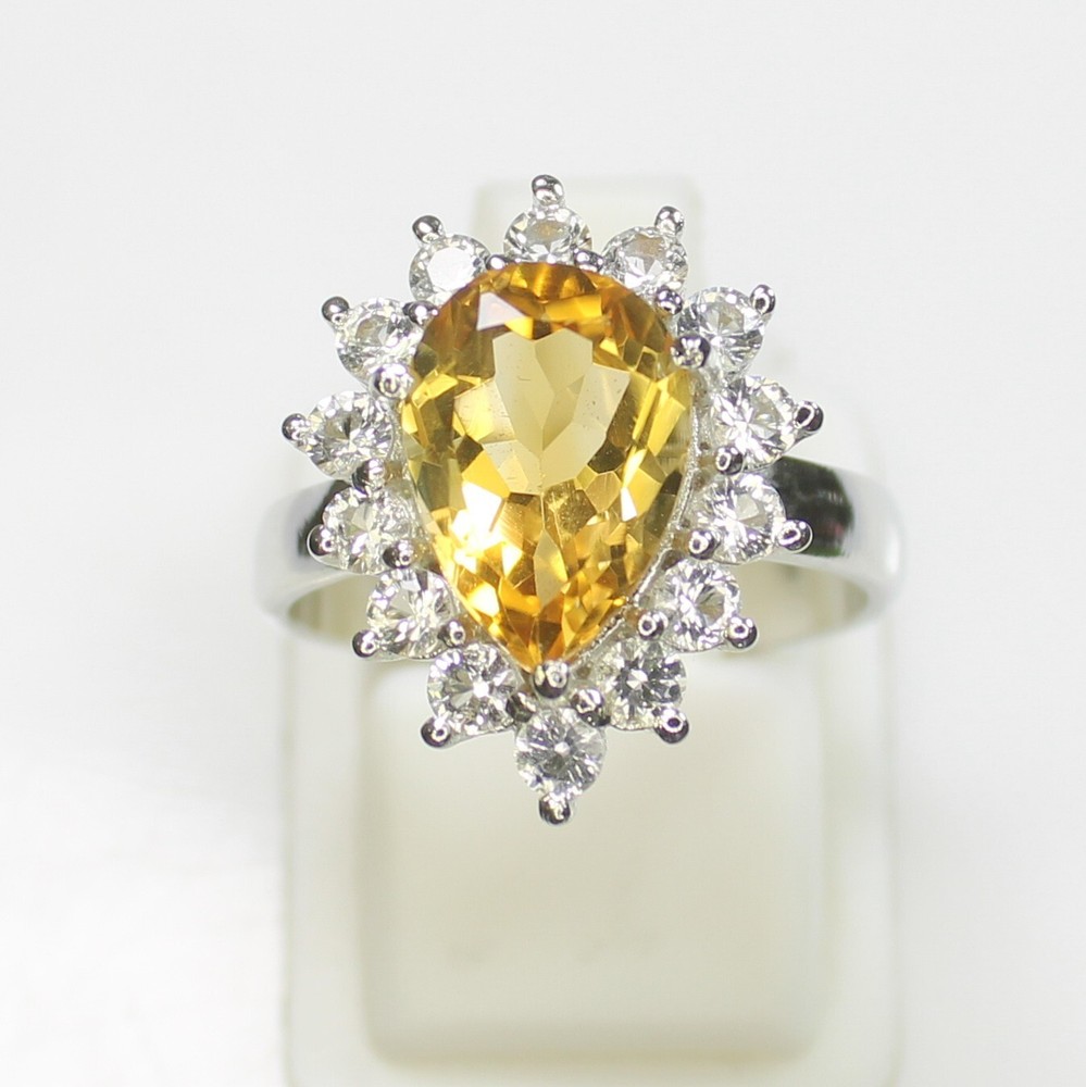Natural Yellow Citrine Vintage Ring With 925 Sterling Silver In All Sizes