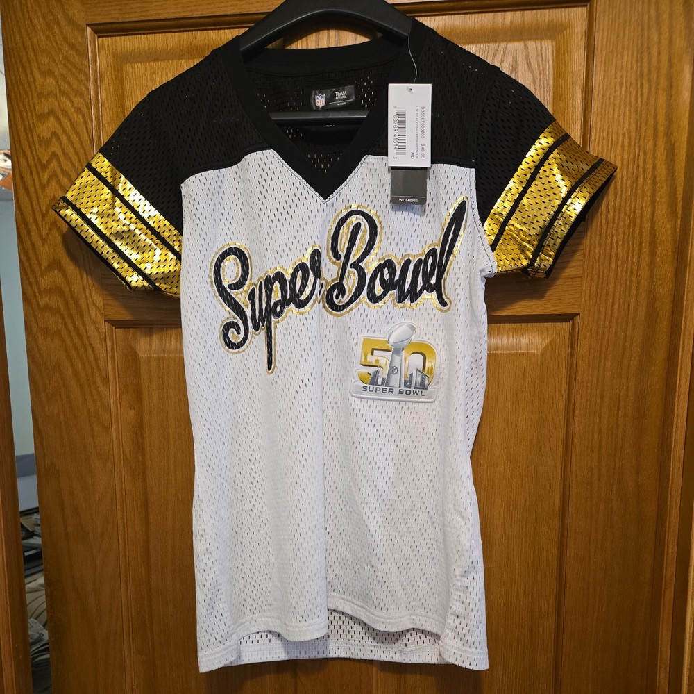 Super Bowl 50 Team Neutral Jersey White Black Gold Medium