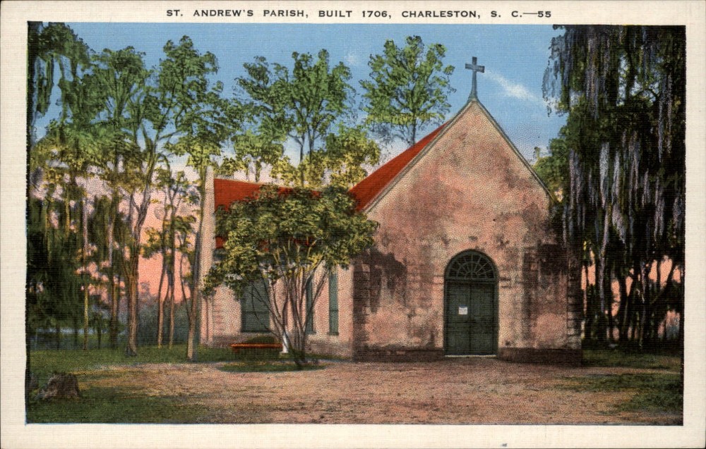 Charleston South Carolina ~ St Andrew's Parish ~ built 1706 ~ postcard sku657
