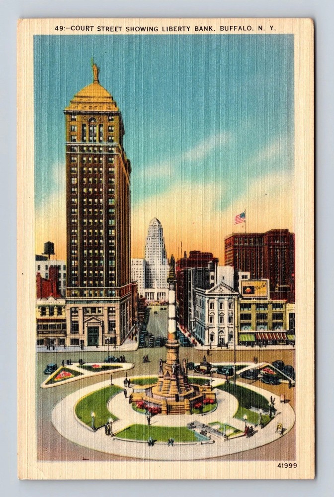 Buffalo NY-New York Court Street Showing Liberty Bank Vintage Postcard