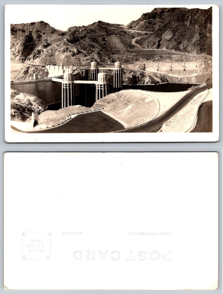Vintage RPPC Hoover Dam Boulder Canyon Nevada Arizona 1930s Real Photo Postcard