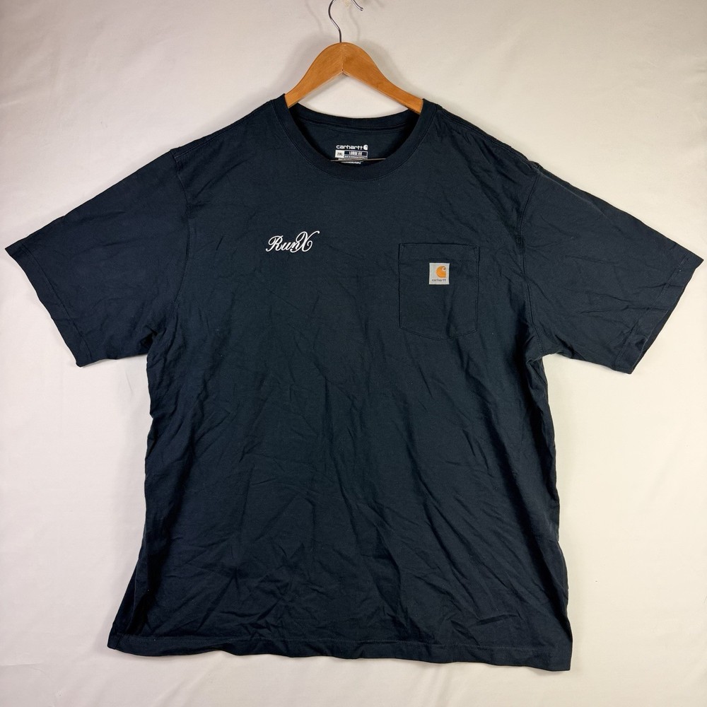Carhartt T-Shirt Men's 2XL Loose Fit Blue Short Sleeve Pocket Tee 100% Cotton