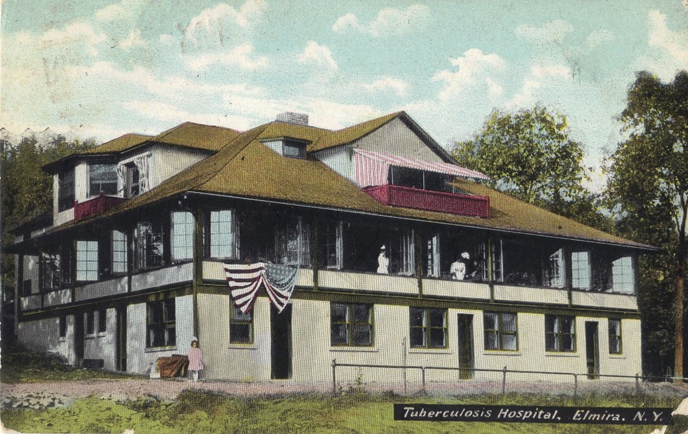 Elmira NY Tuberculosis Hospital  Vintage 1912 DB Postcard FLAG