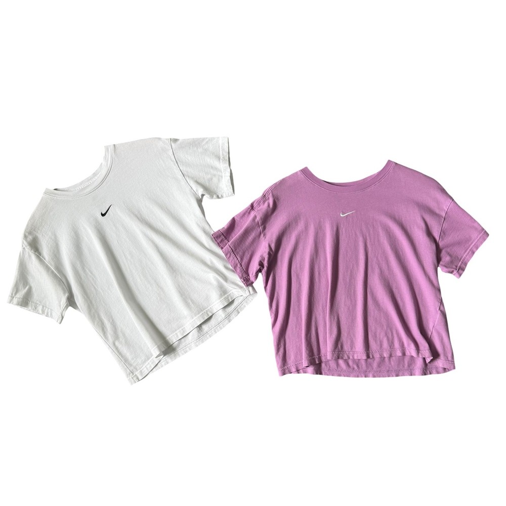 Nike Girls Loose Fit Shirt Lot White Pink Embroidered Swoosh Size L / XL
