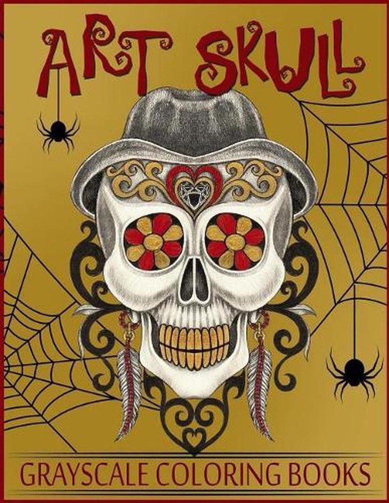 Art Skull Grayscale Coloring Books: Grayscale Coloring Books for Adults, Skull C