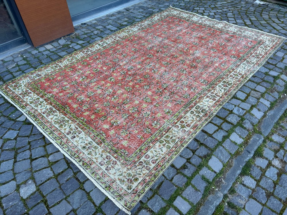 VINTAGE LARGE RUG, HANDMADE WOOL RUG, BOHEMIAN RUG, CARPET | 6,6 x 9,9 ft