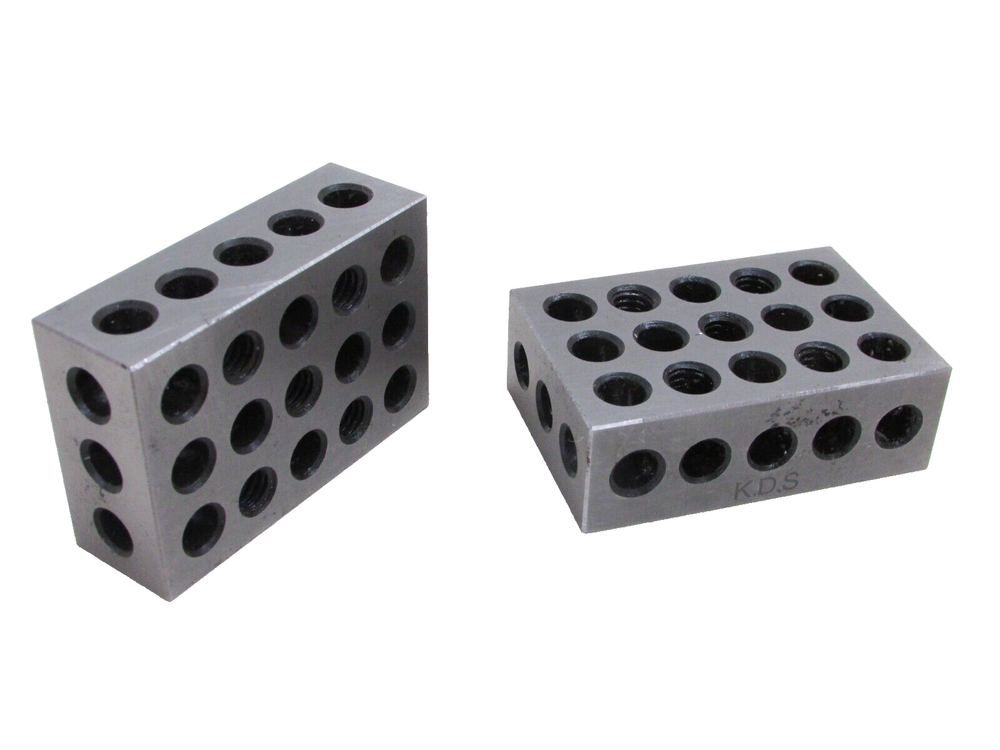 MACHINIST MATCHED PAIR 1-2-3 SET-UP BLOCKS, 23 HOLES