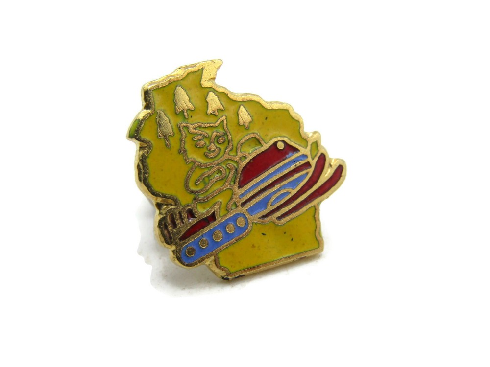 Abstract Snowmobile Pin in Vibrant Yellow & Gold Tones  -image